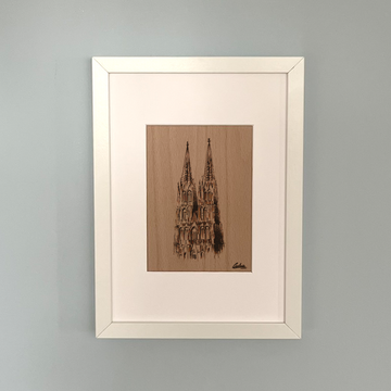 Holzbild Kölner Dom im Rahmen 30x21x3,5 cm (BxHxT)