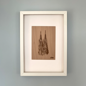 Holzbild Kölner Dom  im Rahmen 21x30x6 cm (BxHxT)